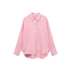 oversized linnen blouse in roze kleur Mango
