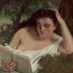 Een schilderij van een vrouw die een boek leest