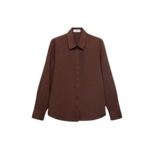 Bruine blouse in linnenmix van Mango