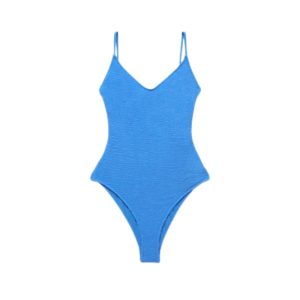 Badpak in structuurstof met een ronde hals, dunne bandjes en een elegante split op de rug. Mango