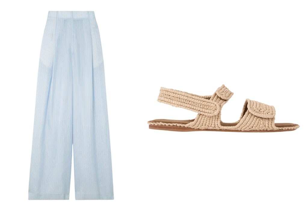 Broek van Dries Van Noten en sandalen van Khaite