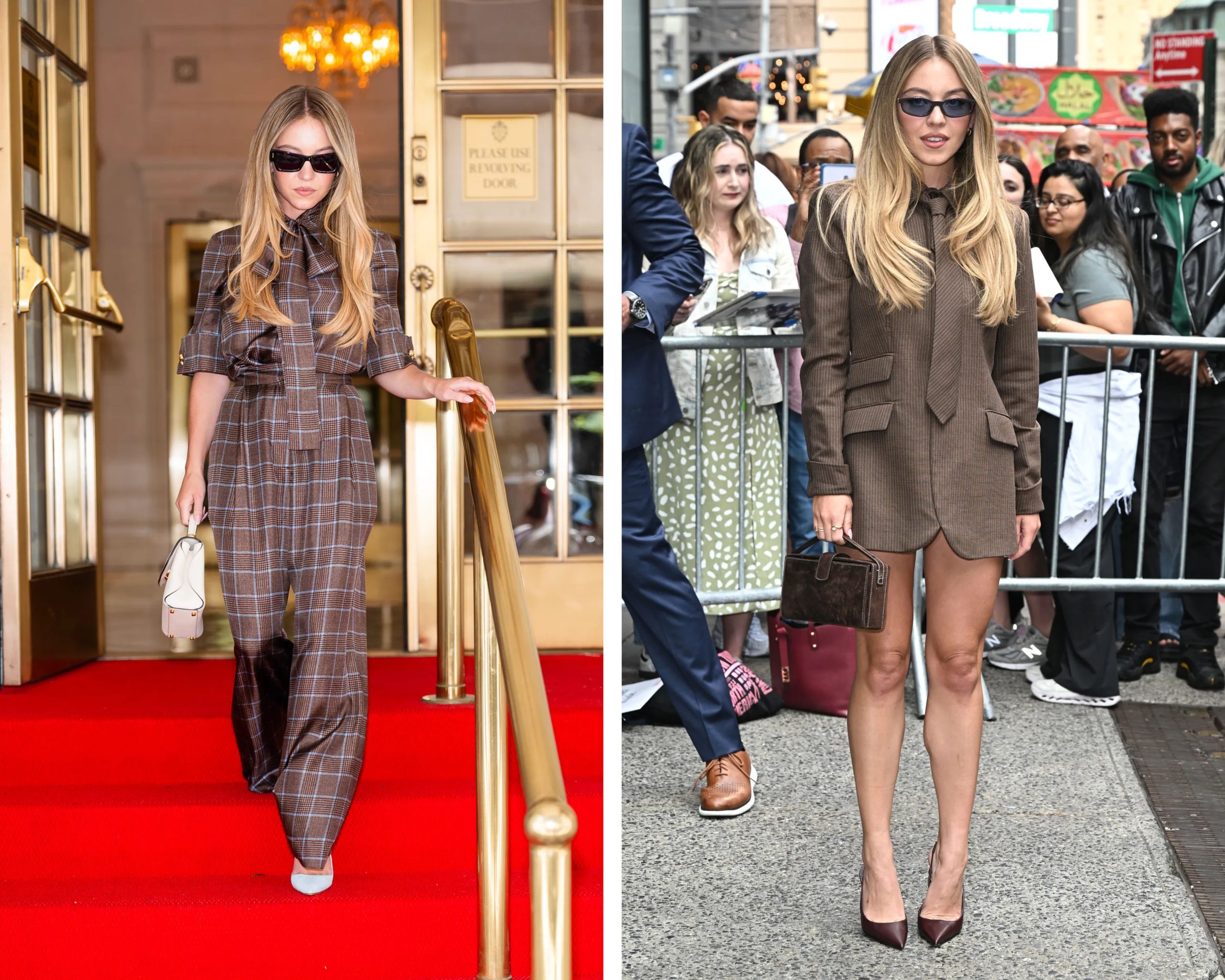 Sydney Sweeney draagt twee verschillende looks in New York