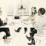 Illustratie bij het panel over moederschap in Vogue juni 2025