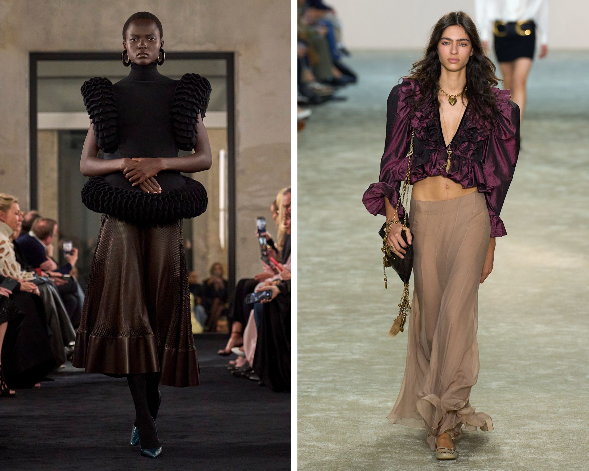 De peplumtop bij Alaïa en Chloé