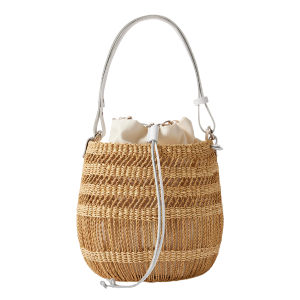 bucket bag, raffia, riet