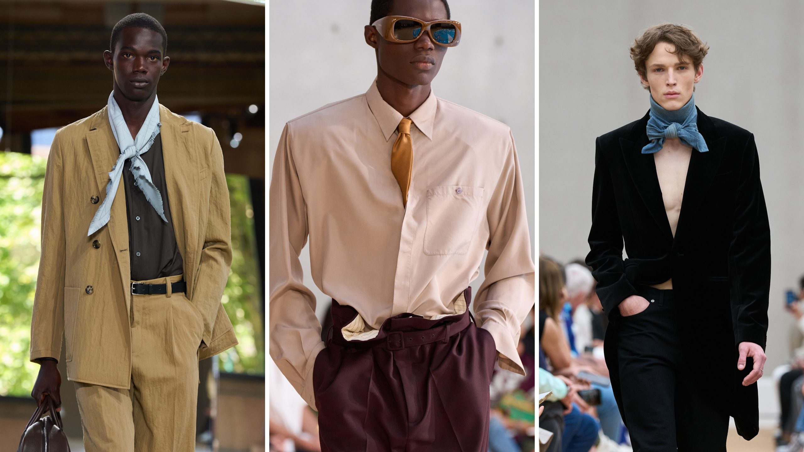 Accent op de nek met sjaaltjes, stropdassen en vlinderdassen.