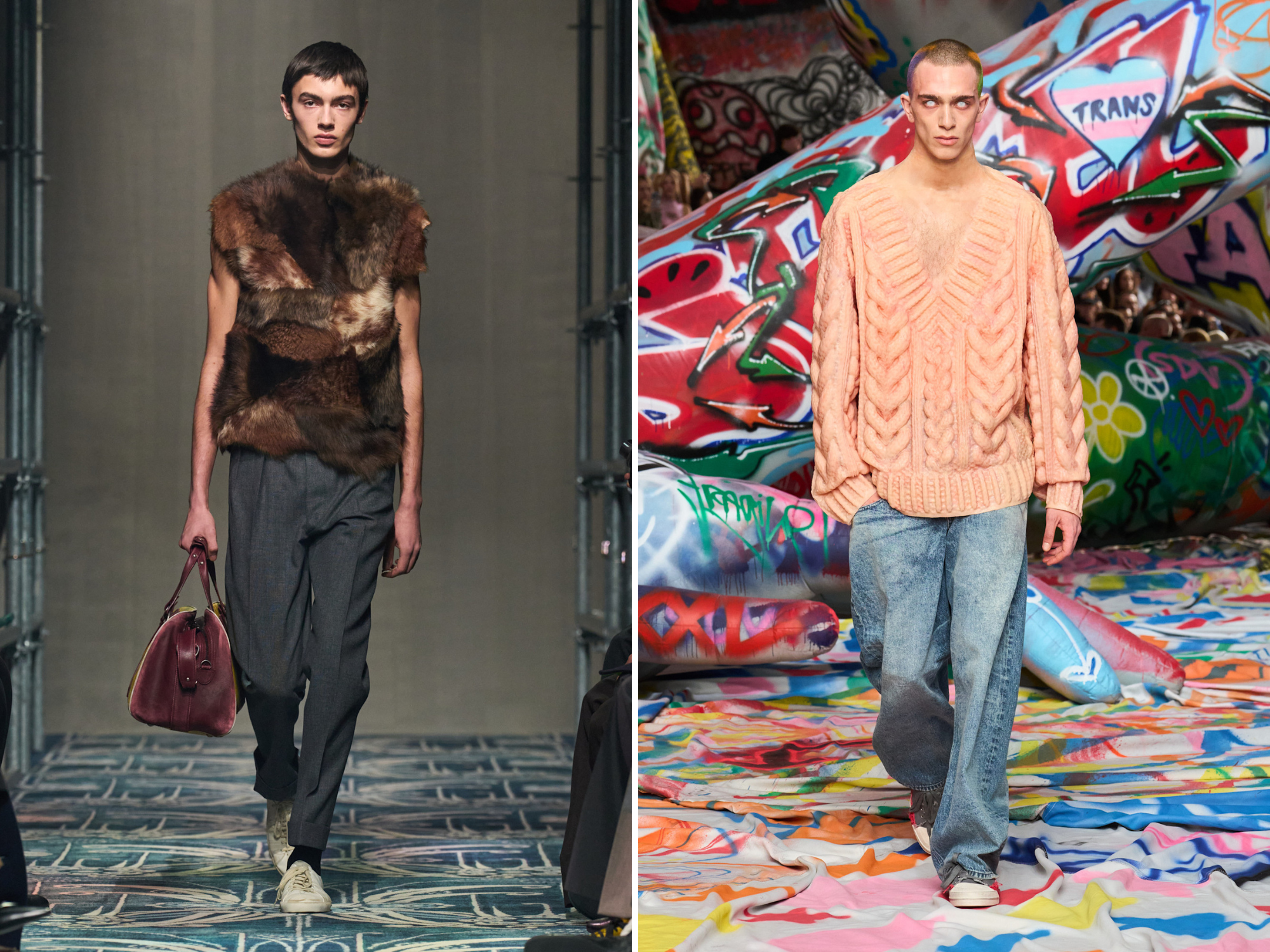 Prada herfst/winter 2025 en Diesel herfst/winter 2025