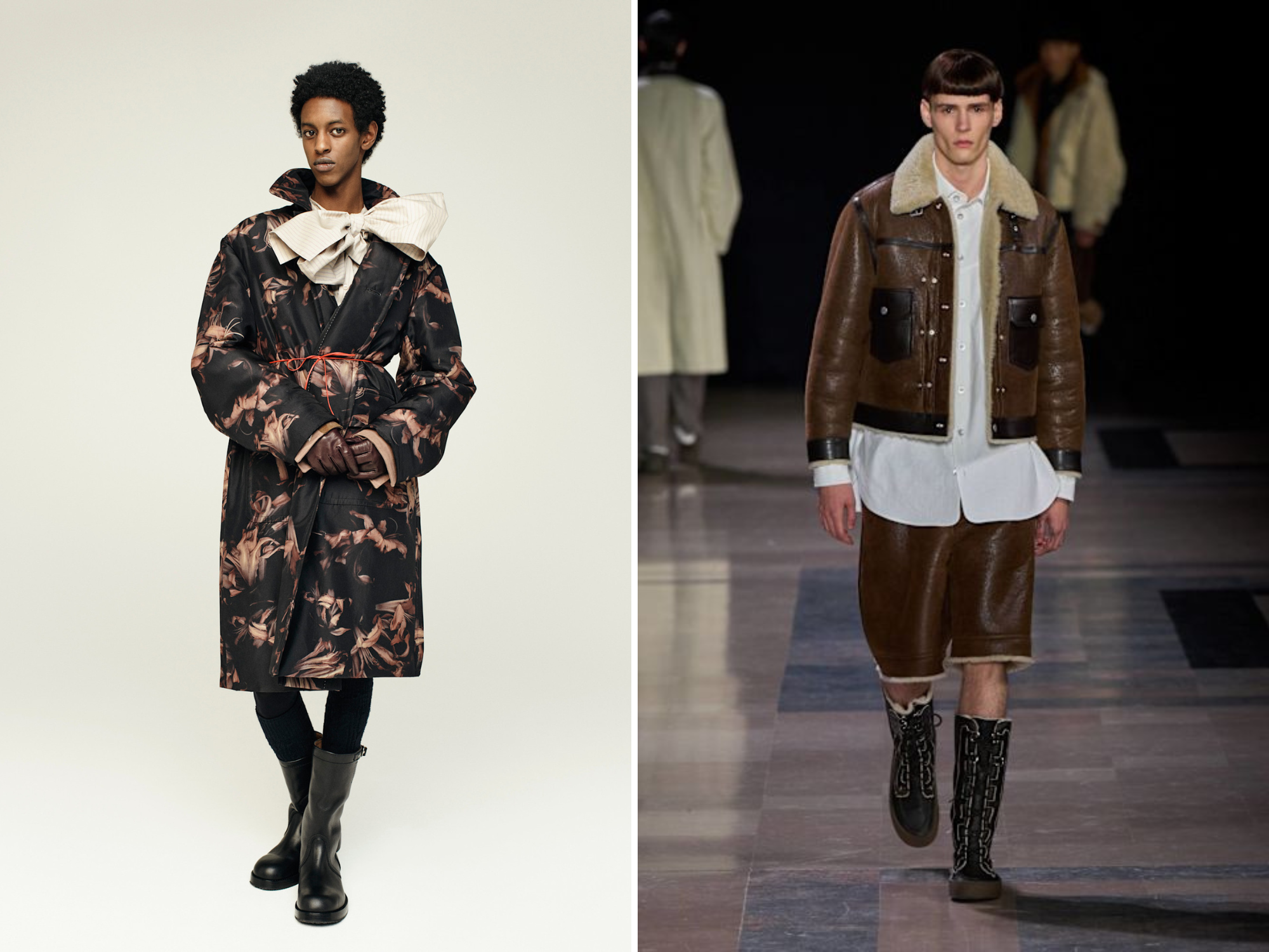 Leren laarzen op de catwalk
