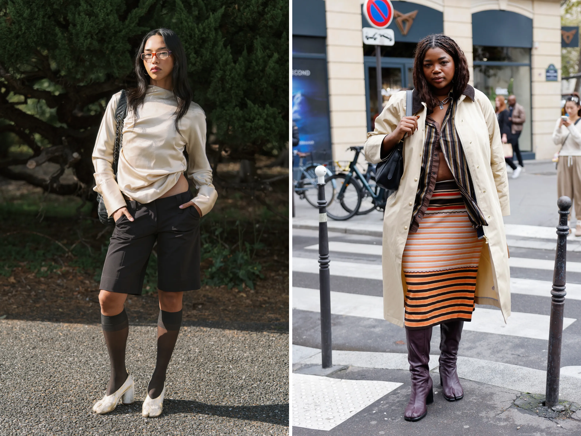 hoe tabi schoenen stylen maison margiela, streetstyle beeld, tabi schoen