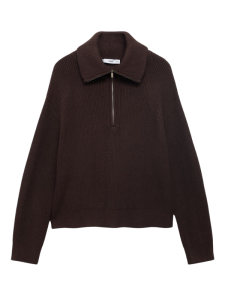 bruine trui met rits dames, mango