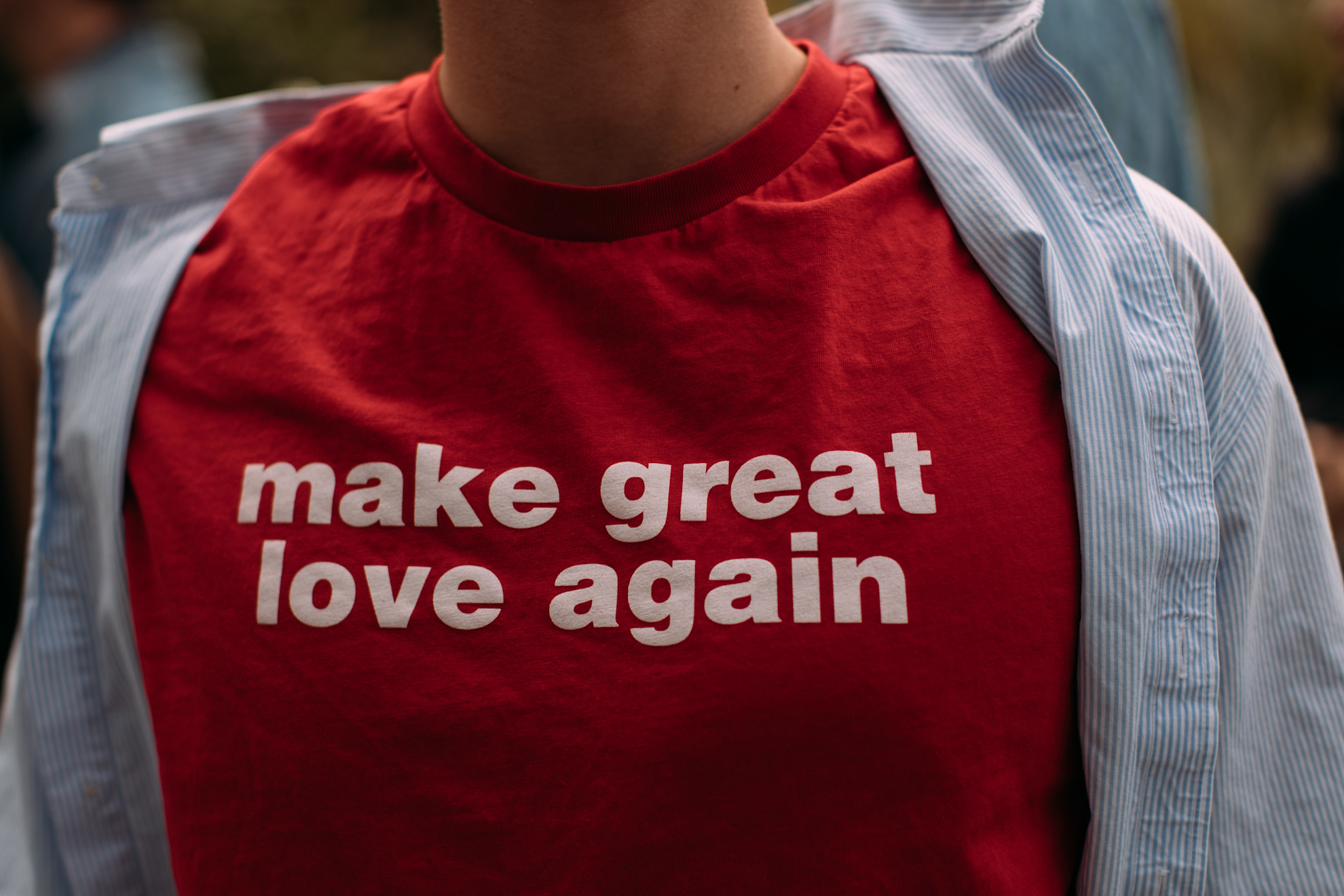 slogan t-shirt make great love again Copenhagen fashion week