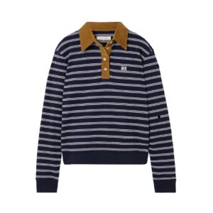 Wales bonner Reflect corduroy-afgewerkt gestreept poloshirt van katoenmix