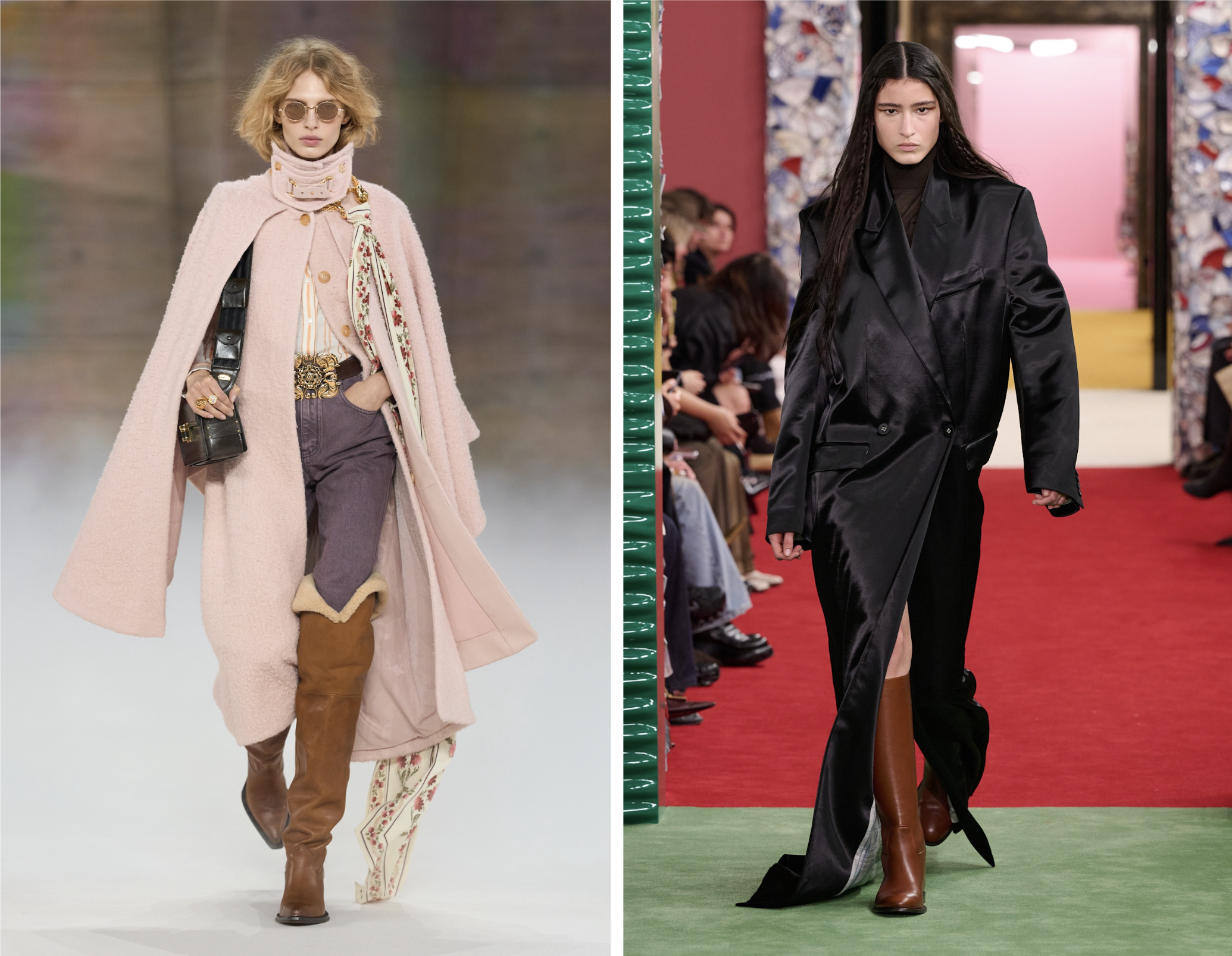 Bruine laarzen bij Chloé en Acne Studios herfst/winter 2026