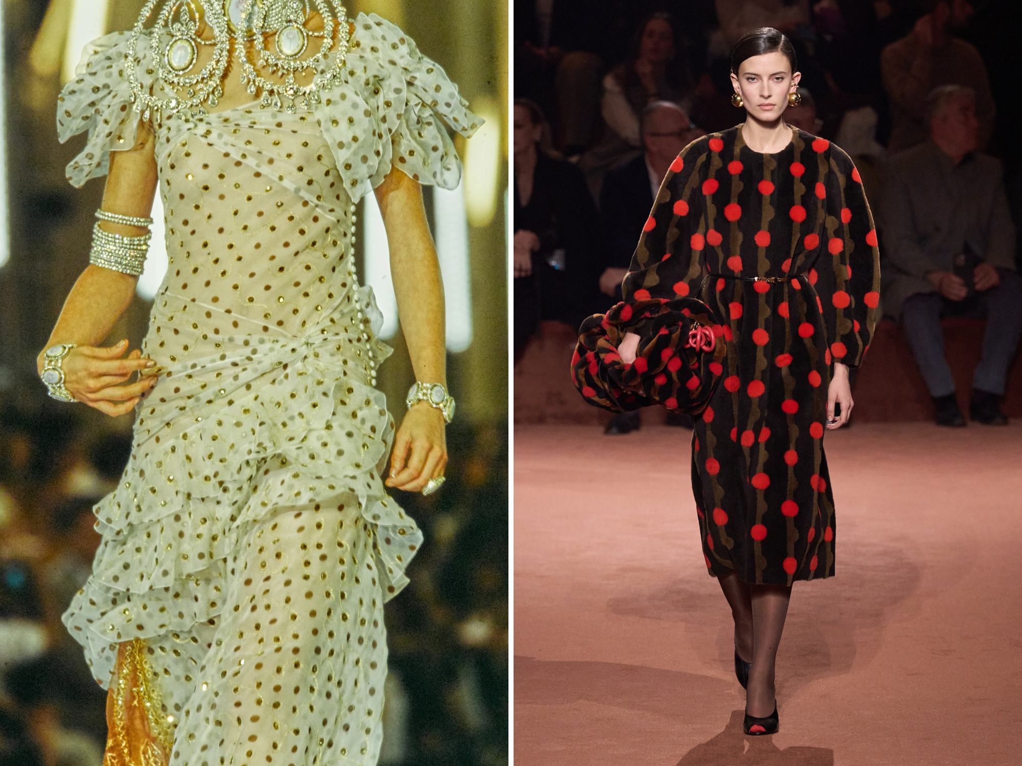 Jurk met polkadots bij Dior en Fendi