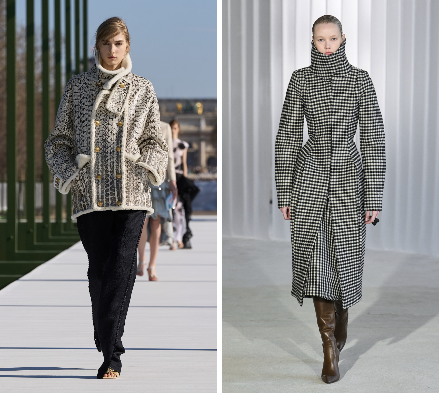 De funnel-neck jas bij Dior en Jean Paul Gaultier herfst/winter 2026