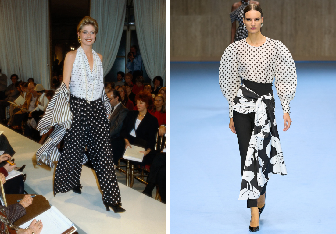 jaren 80 blouse collage de blouse met polkadotprint