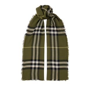 Burberry checked fringe wool scarf