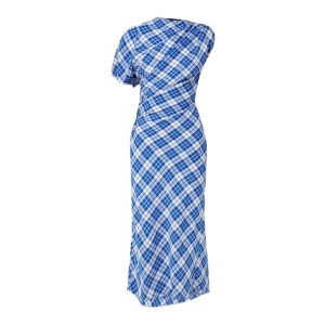 Proenza Schouler hallie ruched checked twill midi dress
