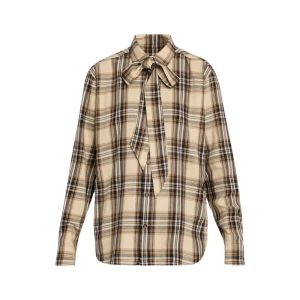 Saint Laurent Cassandre plaid cotton-blend shirt
