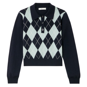 frame argyle merino wollen polo sweater