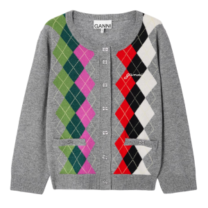 ganni argyle print vest