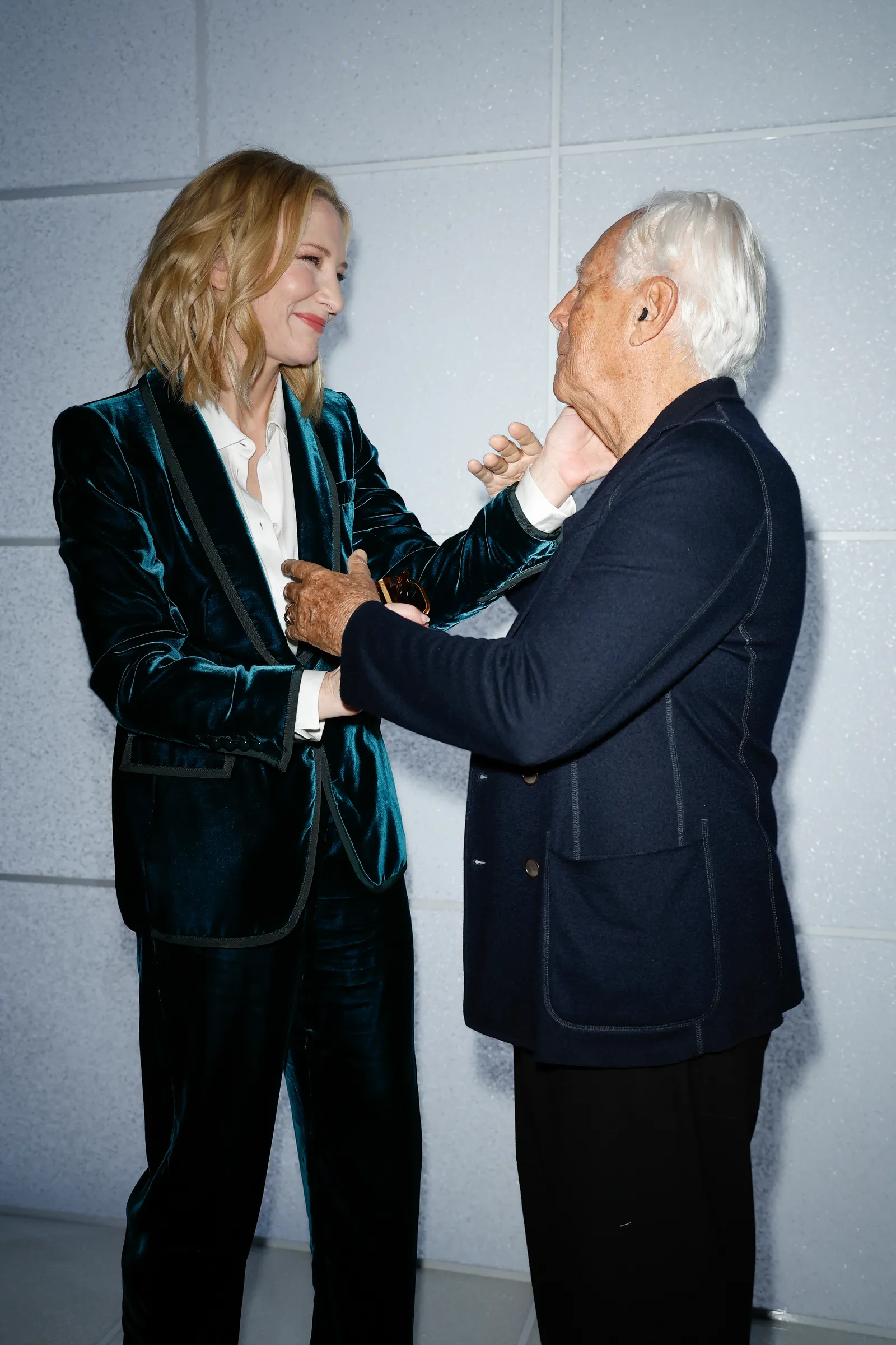 Giorgio Armani en Cate Blanchett bij Armani show 2024 in Milaan