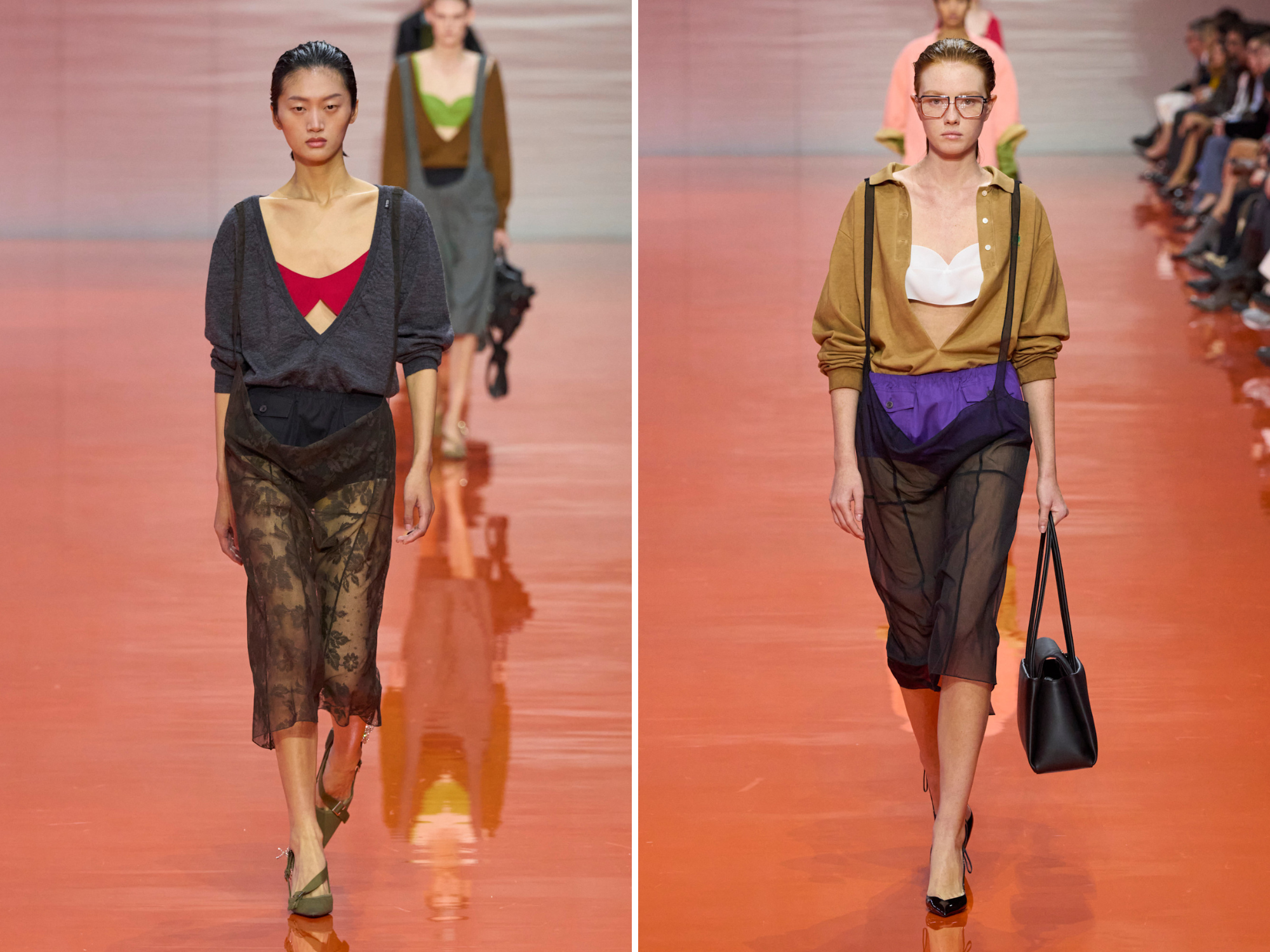 prada lente zomer 2026 transparante rok