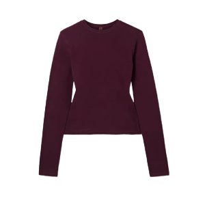 SKIMS Stretch cotton jersey top, Currant