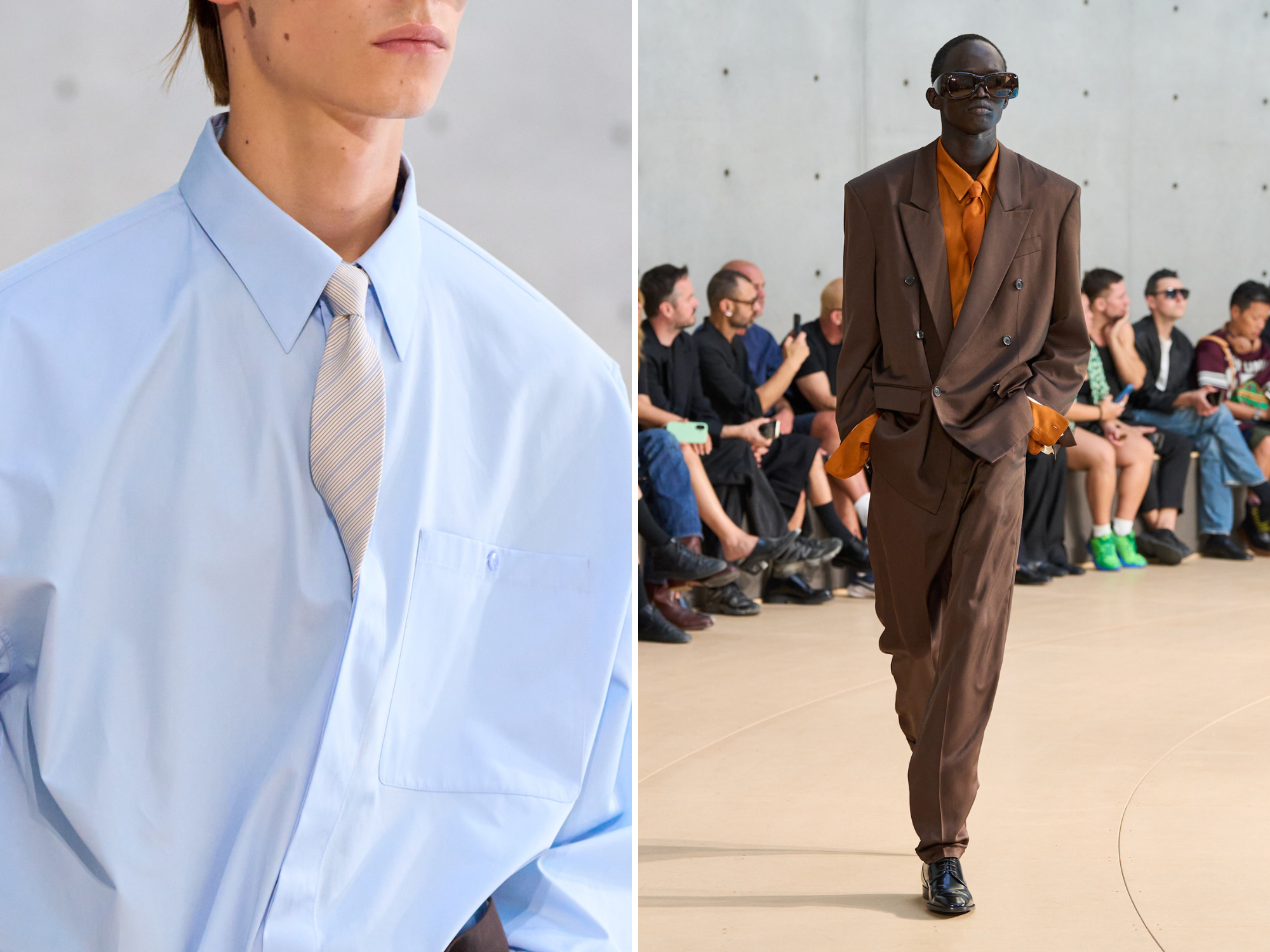 Stropdas bij Saint Laurent op de catwalk