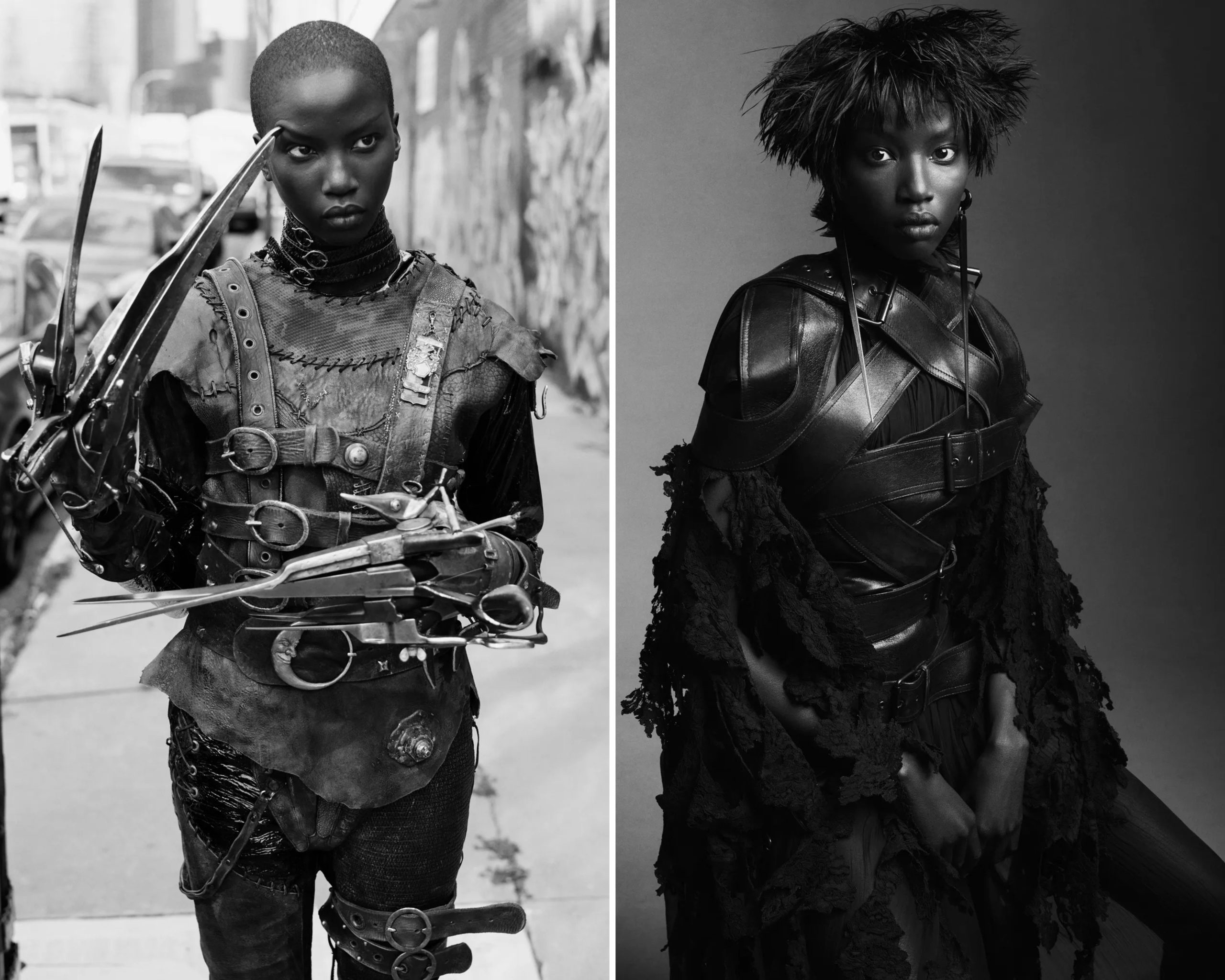 Anok Yai in een kostuum geïnspireerd op Edward Scissorhands.