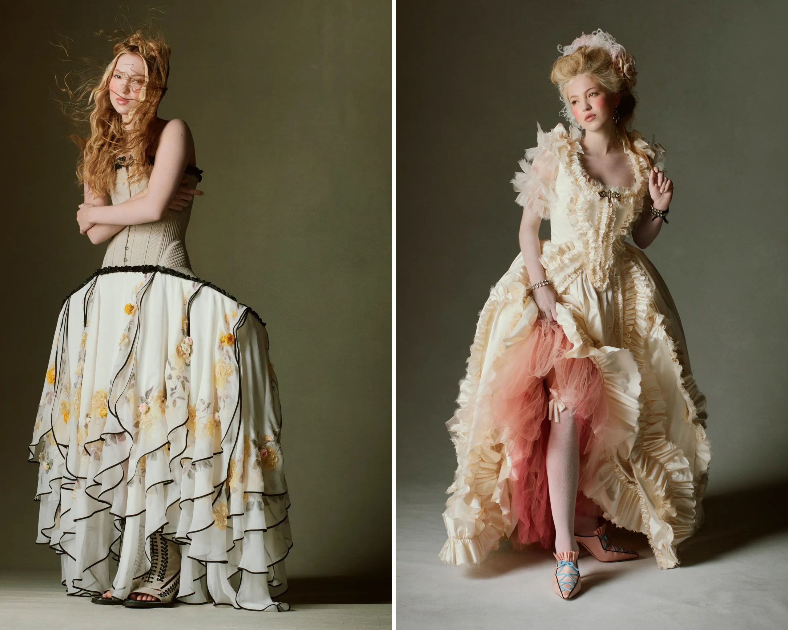 Lila Moss in een look geïnspireerd op Marie Antoinette.