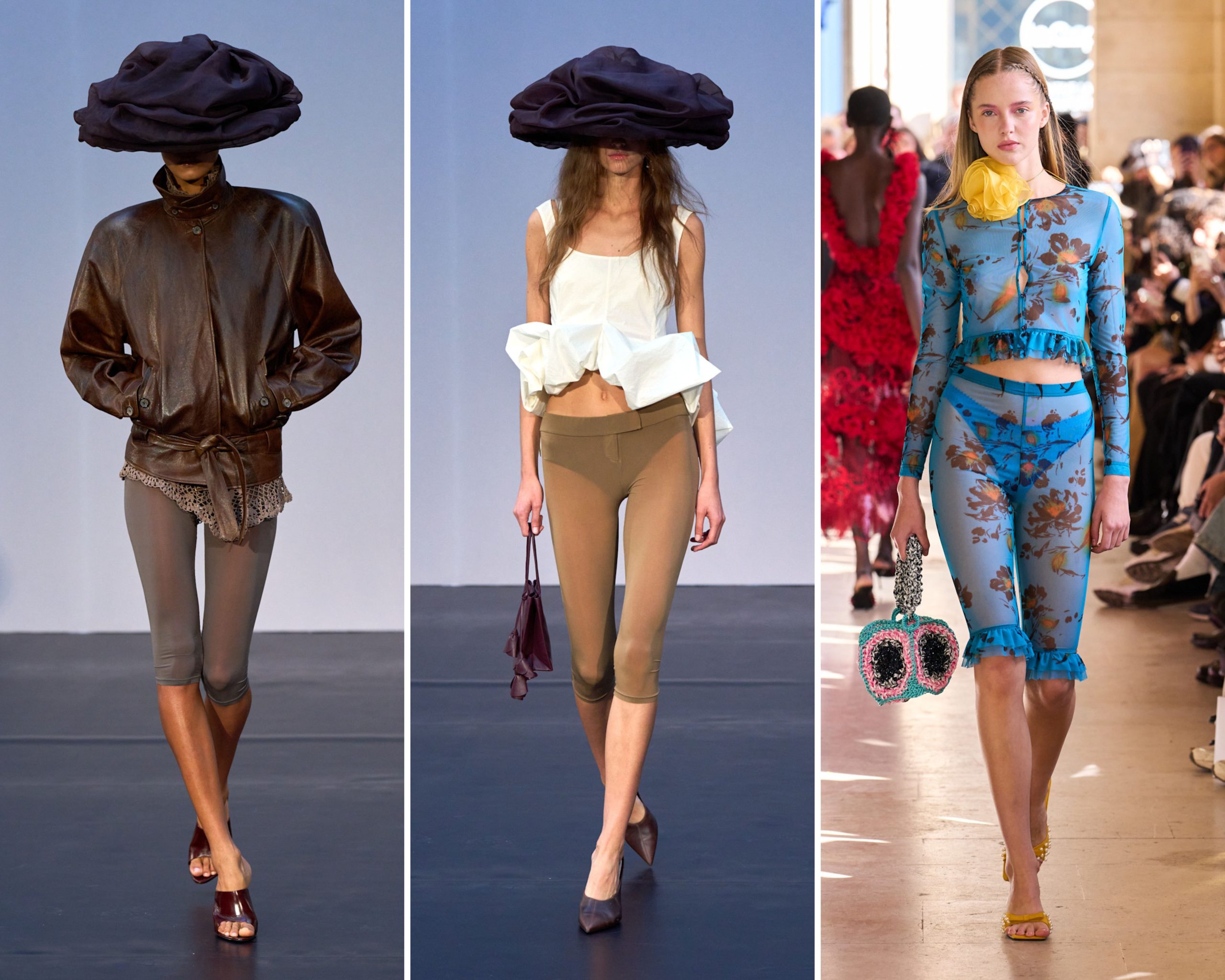 De semi-transparante capribroek op de runway bij Magda Butrym en Shuting Qui lente/zomer 2026.