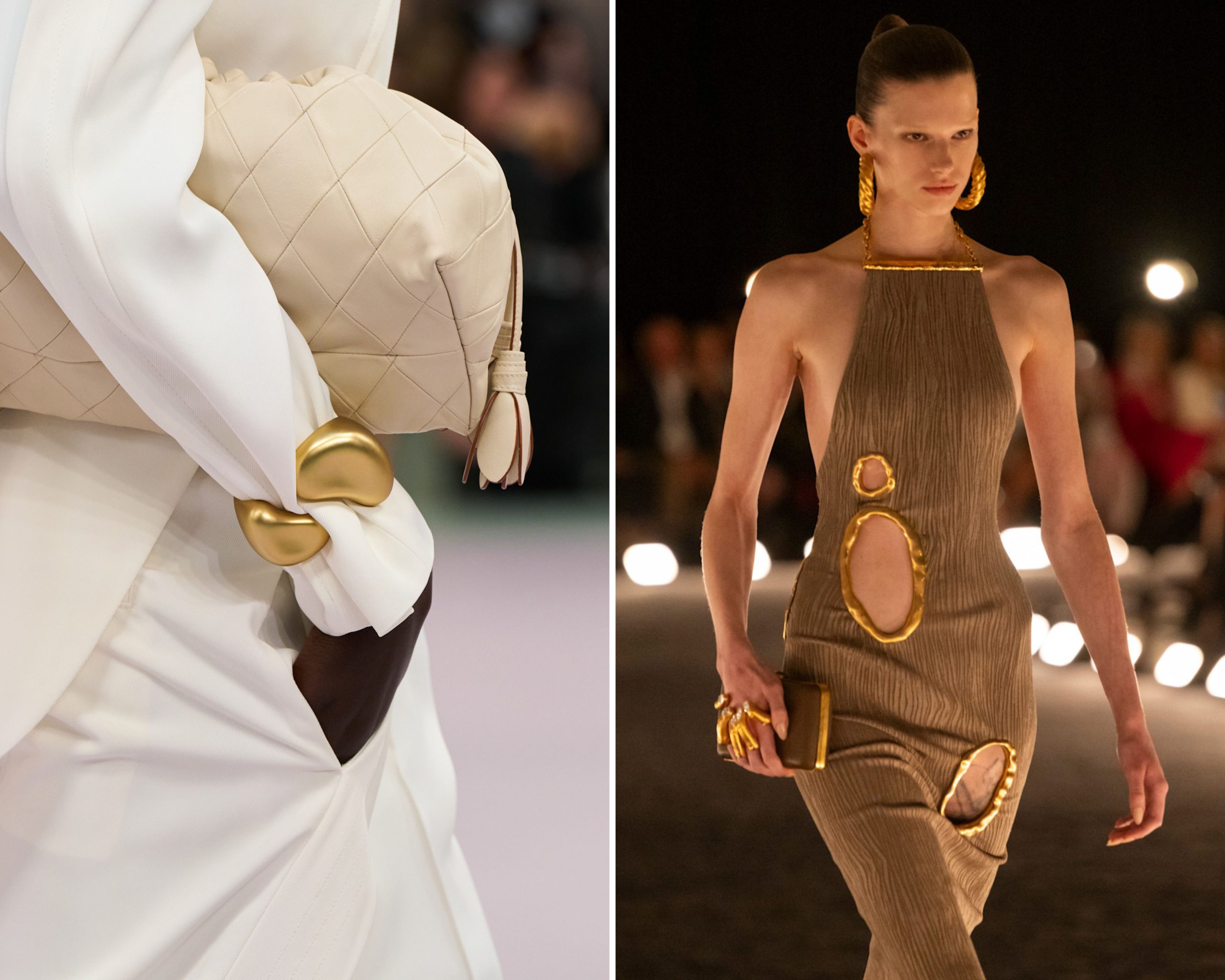 Clutches in de collecties van Zimmerman en Schiaparelli lente/zomer 2026.