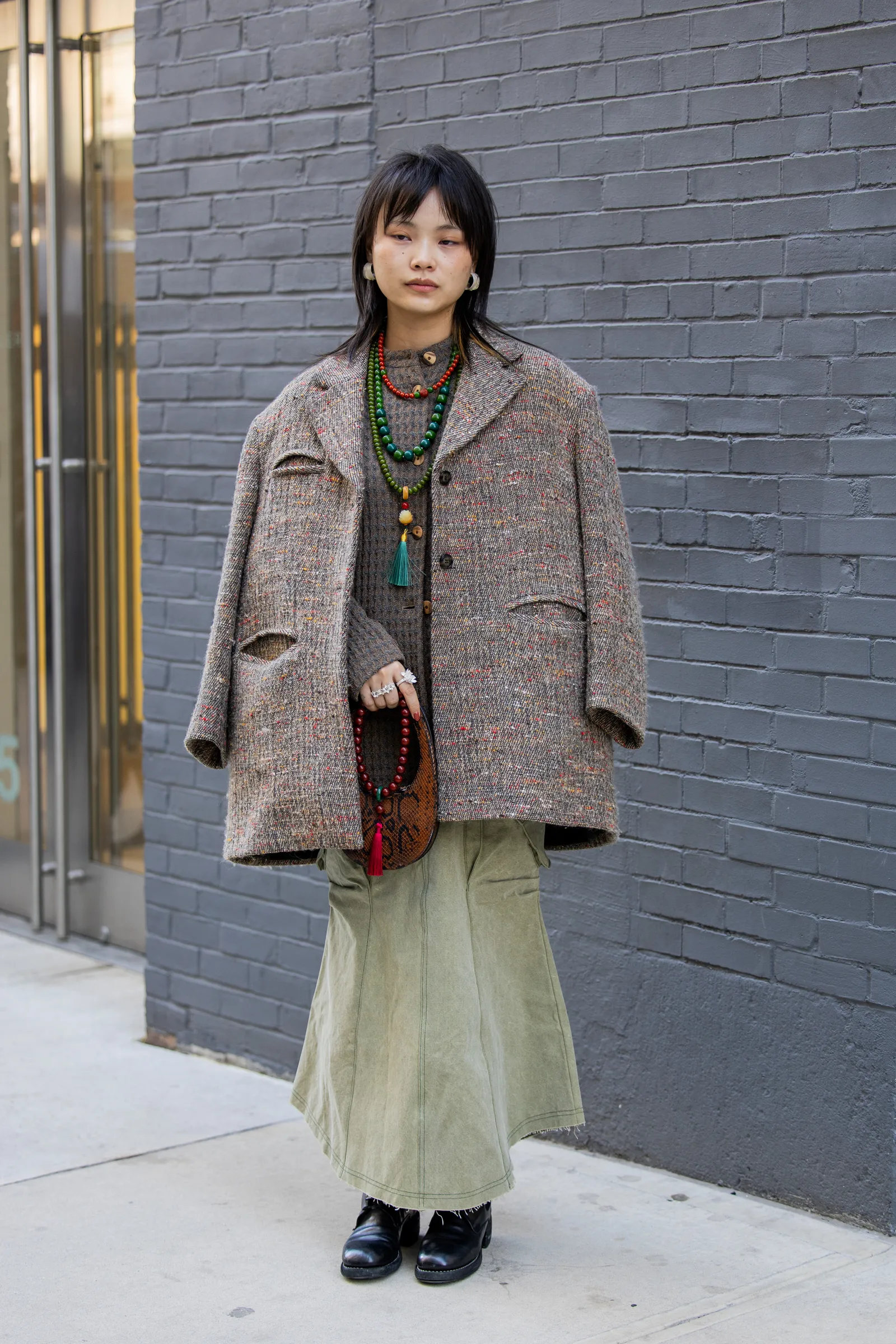 khaki tinten spijkerrok