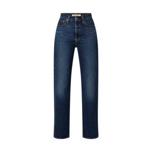 High waist straight leg jeans met donkere wassing