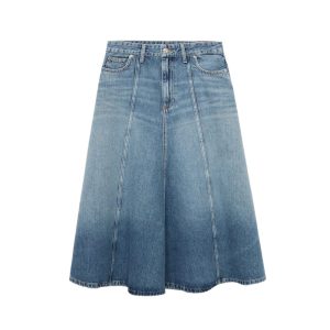 midi denim mango skirt