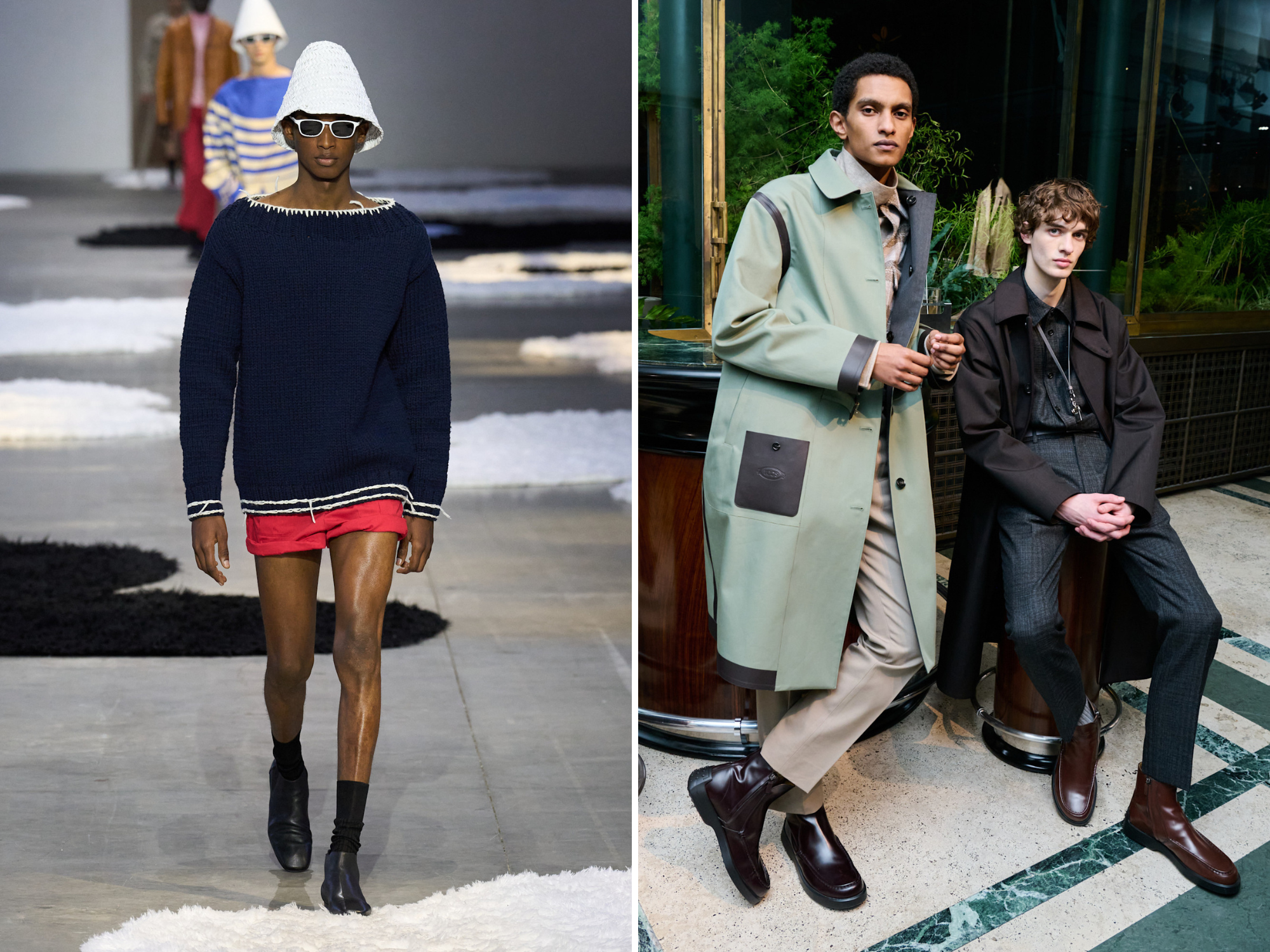 Prada herfst/winter 2025 en Tod's herfst/winter 2025