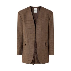 Oversized blazer in wolblend met ruitdessin