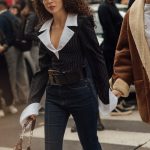 Skinny jeans gedragen tijdens Milan Fashion Week