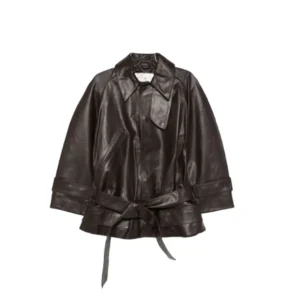 Victoria Beckham leren jack met hoge kraag