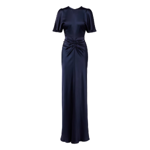 Donkerblauwe Victoria Beckham jurk die prinses Ariane droeg