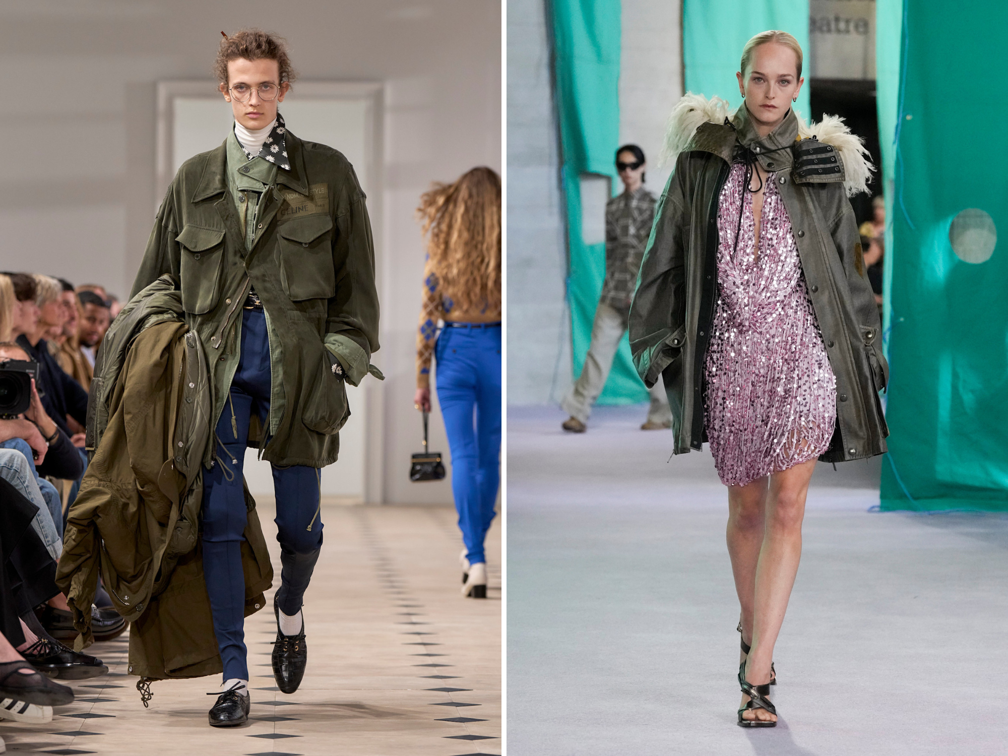 De wax coat Celine Resort lente/zomer 2026 en Burberry lente/zomer 2025