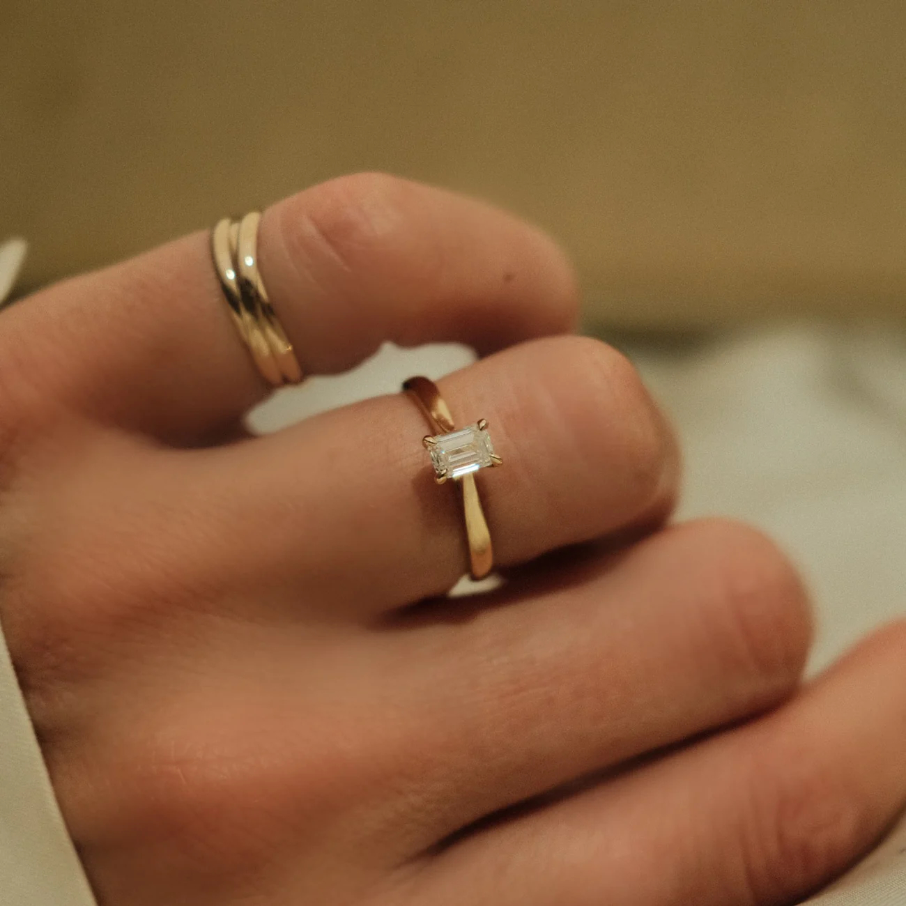 oro jewels lab grown diamant Baguette diamant ring 