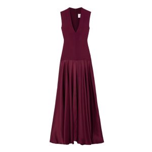 ESSE STUDIOS Illi V jersey and silk-satin maxi dress