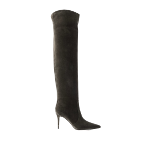 Suède groene laarzen tot over de knie