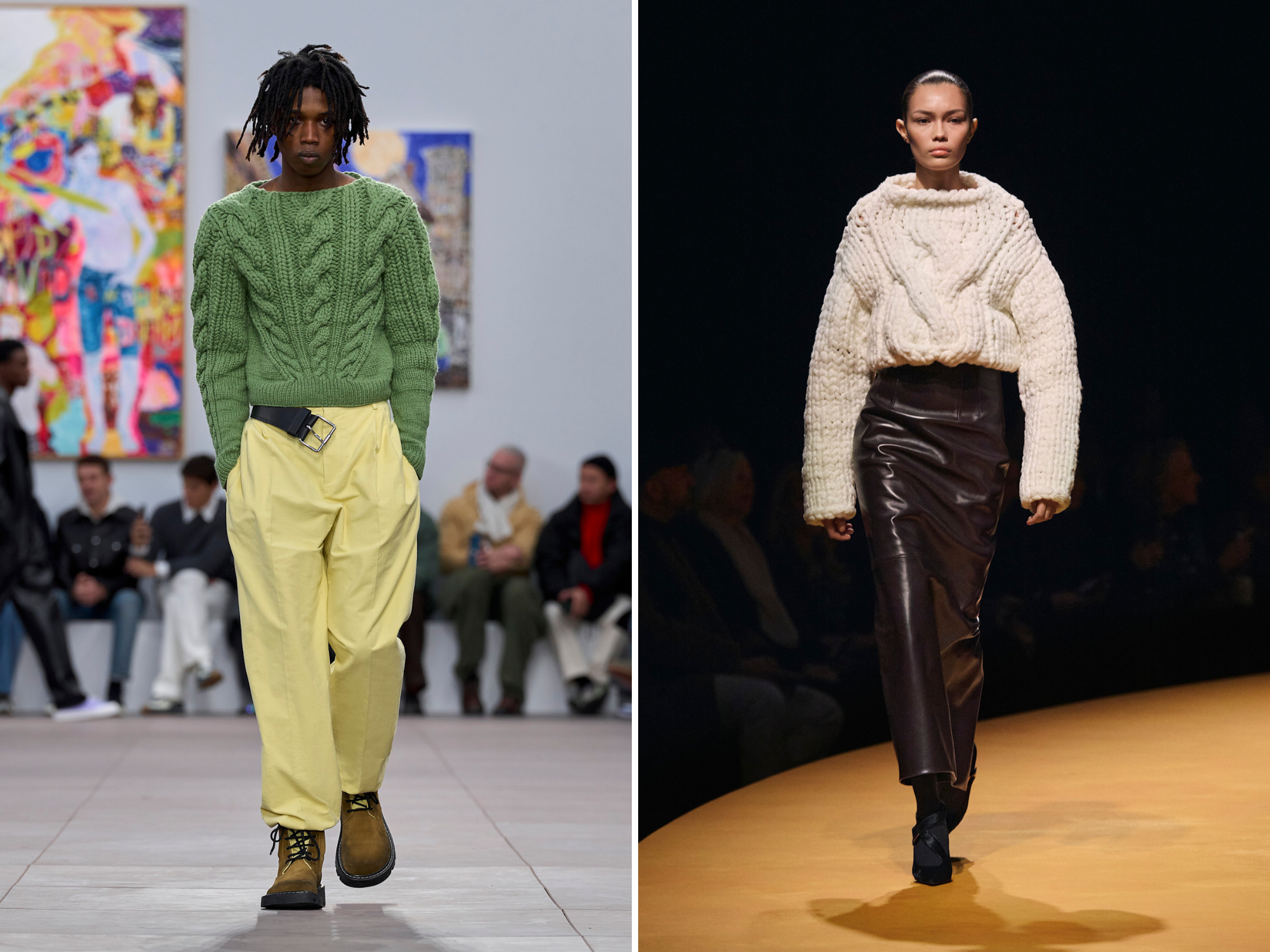 Kabeltrui Loewe herfst/winter 2024 en Khaite herfst/winter 2025
