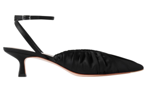 schoenen bij panty combineren, zwarte slingbacks