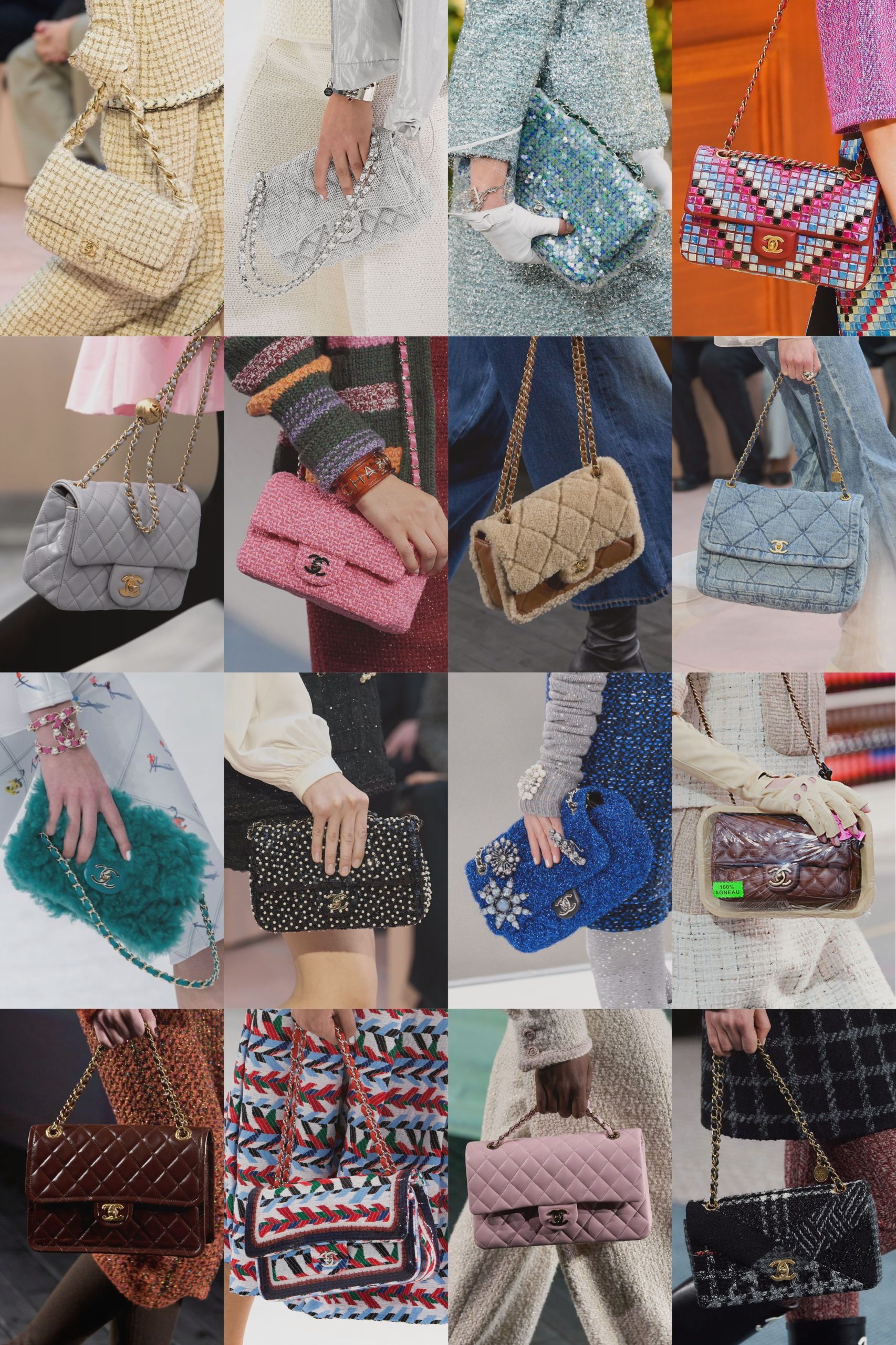 Verschillende variaties van de Chanel 11.12, classic flap bag als mode-investering.