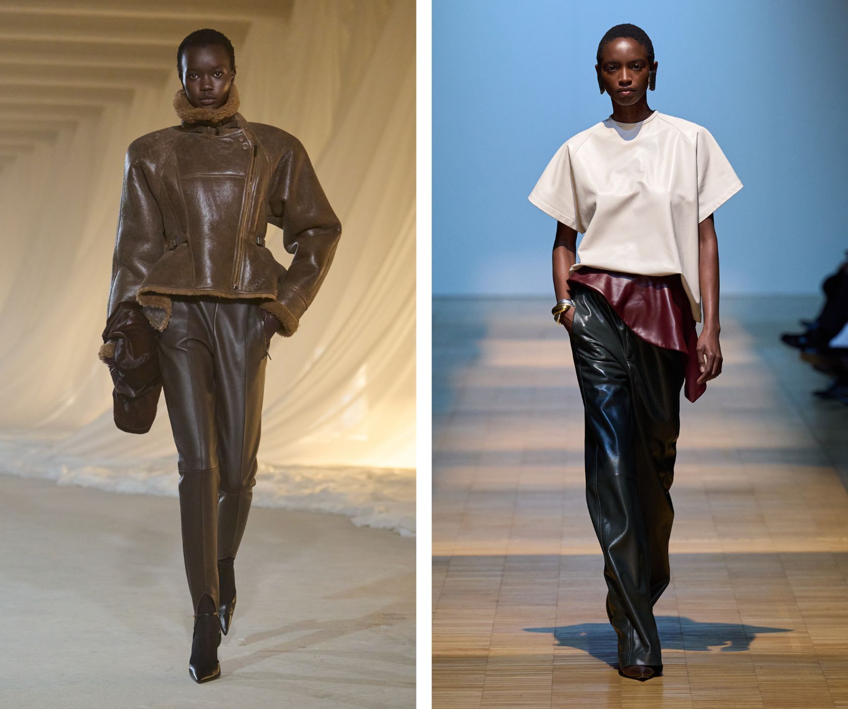 Leren looks van Balmain en Situationist