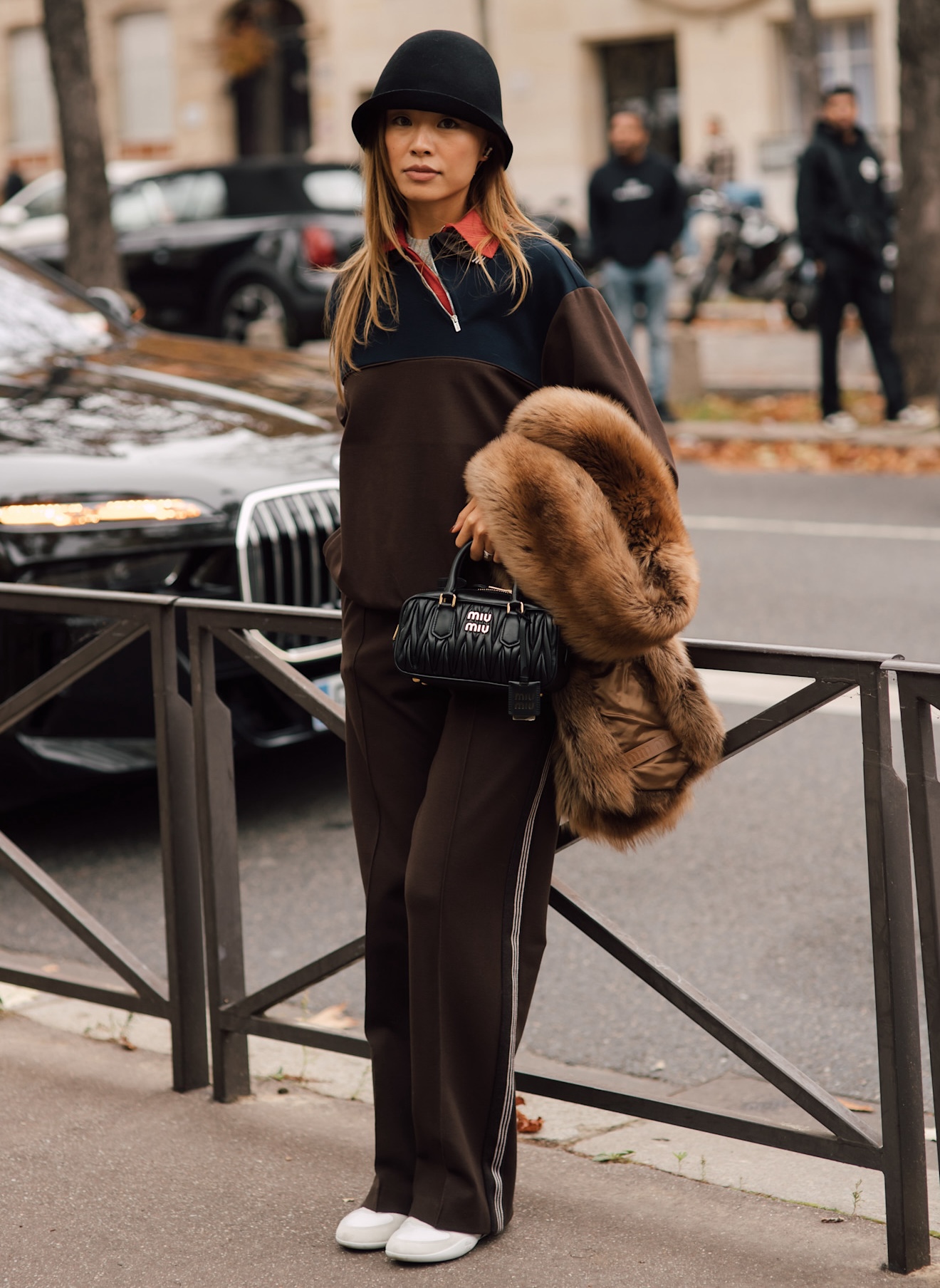 Miu Miu street style parijs quarter zip trui